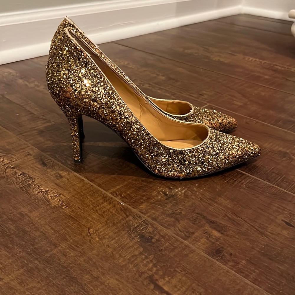 Nine West gold sparkle heels women’s size 8